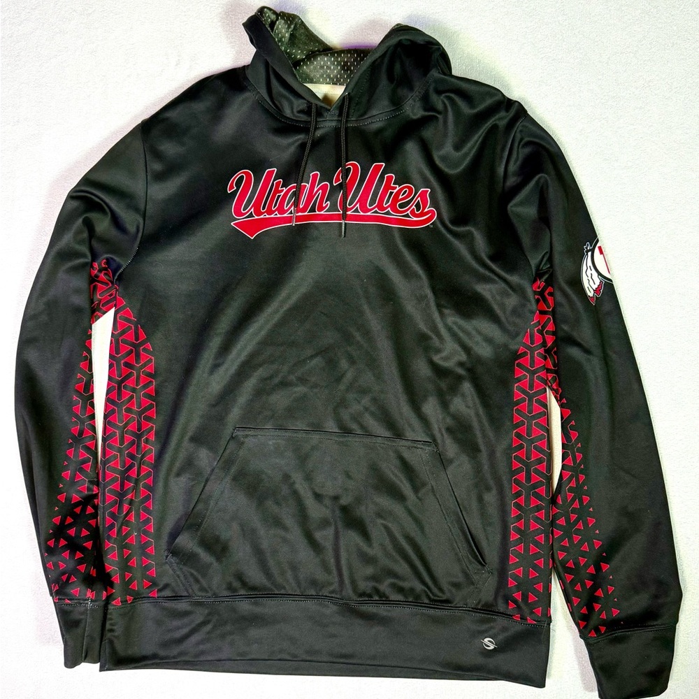 Utah Utes Men's Black and Red Pullover Hoodie